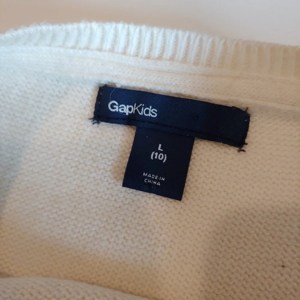 Gap Kids | Cream Pullover Sweater with Knitted In Platinum Sparkle Dachshund | L